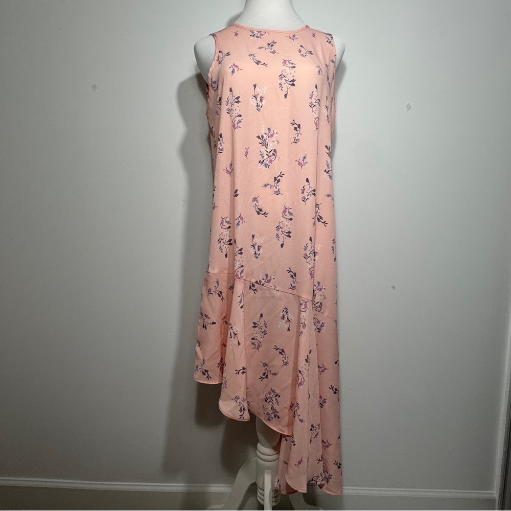 Attention Pink Floral Sleeveless Asymmetrical Hem Dress Size M